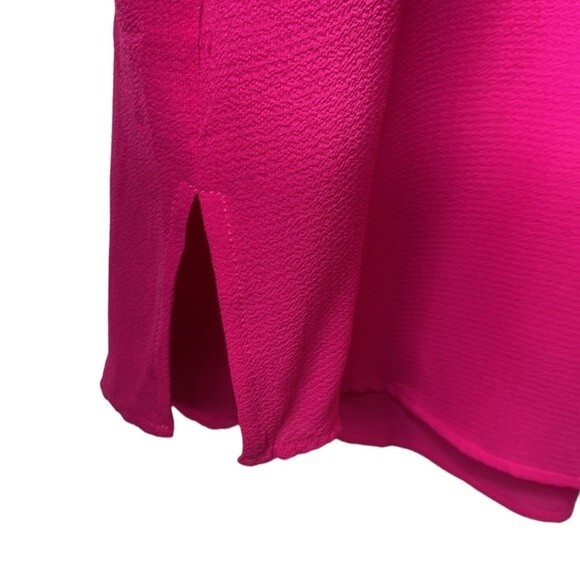 Adrianna Papell Hot Pink V-Neck Long Sleeve Tunic Blouse Semi-Sheer Lightweight - Picture 5 of 15